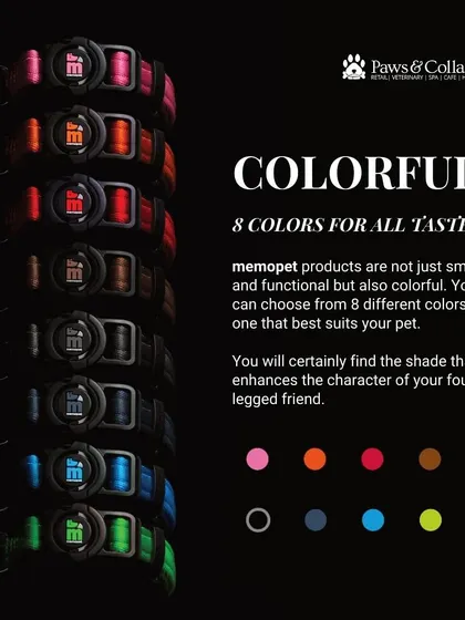 With eight different colors available, the Memo Pet collection allows you to choose a shade that perfectly matches your pet's personality. Each color option maintains the same high-quality, functional, and smart design.