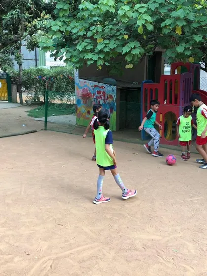 A game in progress on a sand pitch, showing how we adapt our classes to different environments.
