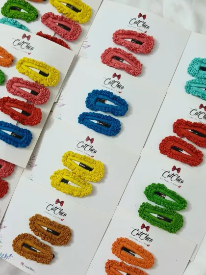 A fun and colorful set of our simple crochet clips. These are great for everyday wear and come in a wide variety of bright colors.