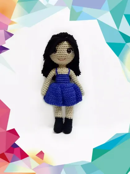 This is one of the two best friend dolls, wearing a lovely blue dress. I craft each look-alike doll by hand to match the photos and descriptions provided by my clients.