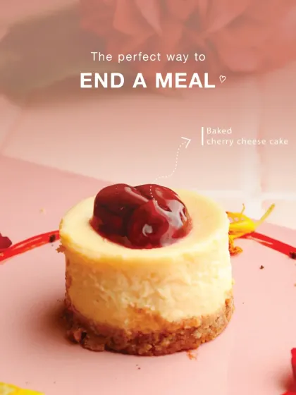 The perfect way to end a meal. This individual Baked Cherry Cheesecake features a rich, dense filling and a sweet-tart cherry topping, offering a classic flavour combination in a beautiful presentation.