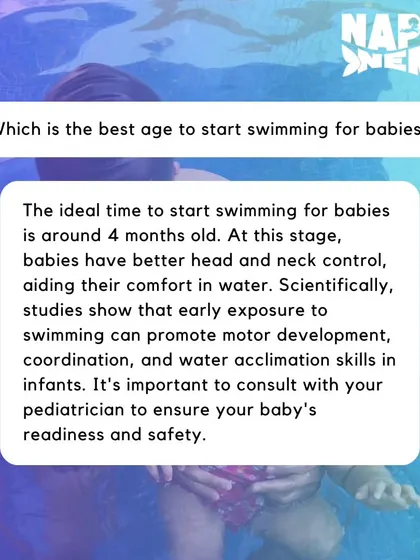 Answering a common question: the ideal time to start swimming is around 4 months old to promote motor development and water acclimation.