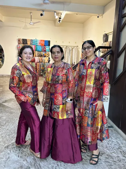 Three beautiful clients, one family, one fabric, three unique styles. I love how each outfit reflects their individual personality while still looking coordinated.