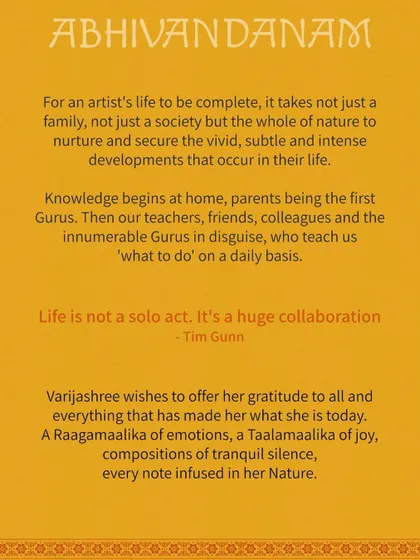 An invitation to my 25th anniversary concert. This note expresses my gratitude to my parents, gurus, friends, and everyone who has been part of my journey. Life is not a solo act.