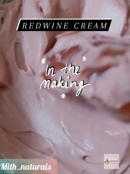 In the making: my Redwine Cream. Red wine is packed with antioxidants that give a lift to dull skin and lessen fine lines. This cream helps clear pores and battles inflammation for a younger look.
