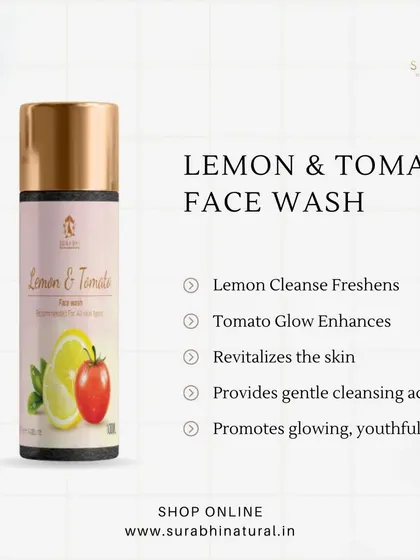 This Lemon & Tomato Face Wash is a refreshing way to brighten your skin. Lemon helps to cleanse and freshen, while tomato enhances your natural glow, leaving your skin revitalized and youthful.