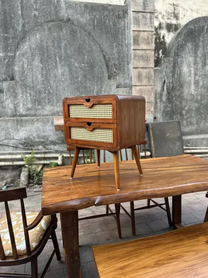 Another view of the mid-century modern nightstand.