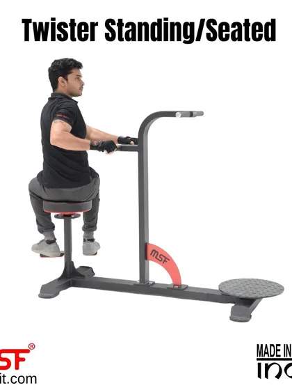 A side view of a user performing the seated twister.