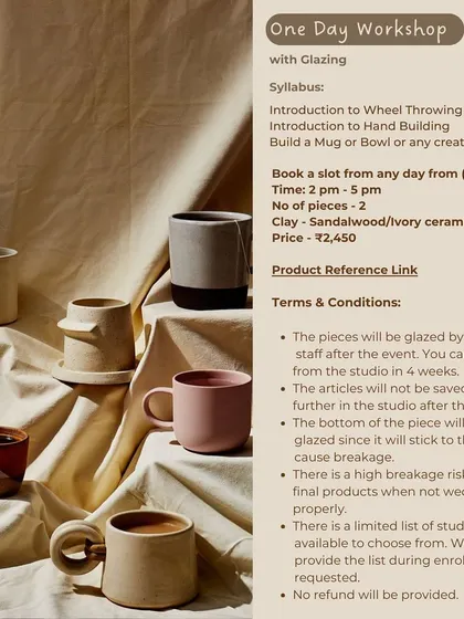 Details for our one-day workshop with glazing, including syllabus, timing, and price.