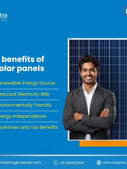 Here are 5 key benefits of our solar panels: they are a renewable energy source, reduce electricity bills, are environmentally friendly, provide energy independence, and come with incentives and tax benefits.