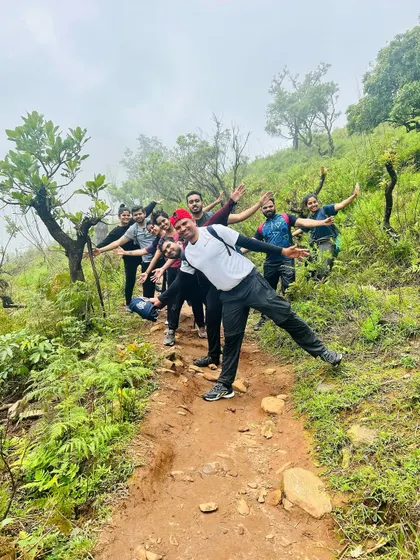 Having some fun on the trail. Our trek leads always encourage a bit of playfulness.