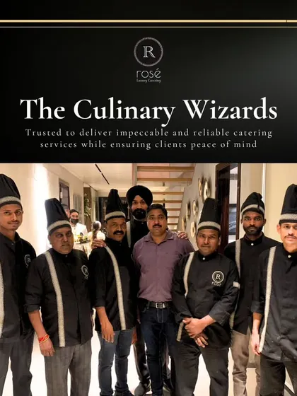We are the culinary wizards. This photo shows a group of our dedicated chefs and team members, who are trusted to deliver impeccable and reliable catering services.