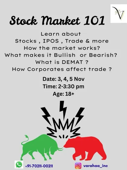 My Stock Market 101 workshop is the perfect introduction for anyone aged 18 and above. In this three-day online course, you will learn about stocks, IPOs, what makes a market bullish or bearish, and how to get started with a DEMAT account.