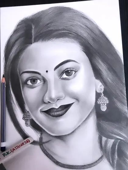 A final look at the Kajal Aggarwal portrait, a piece I truly enjoyed creating.