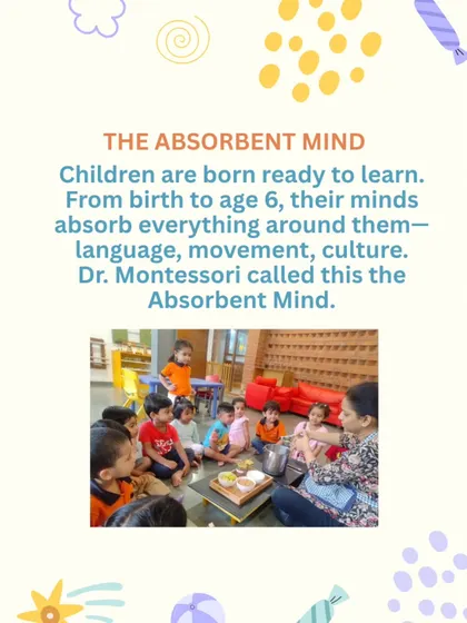 The 'Absorbent Mind' is a key Montessori concept. It explains how children from birth to age six effortlessly absorb information from their environment.
