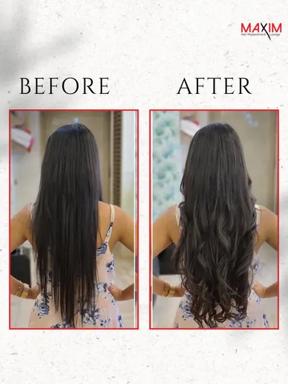 From long and straight to voluminous and curly. This transformation shows how extensions can be used not just for length, but to completely change the hair's texture and style.