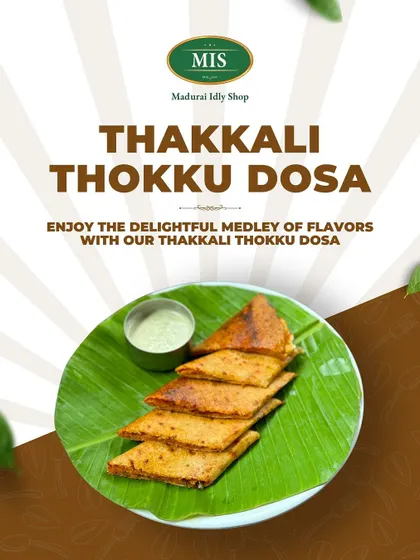 Our Thakkali Thokku Dosa, cut into convenient, shareable triangles. The crispy texture combined with the rich tomato filling makes it a delightful treat.