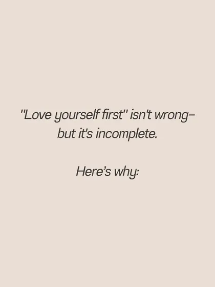 **The self-love myth that's keeping you single is the idea that you must be perfectly healed before you can date.** Waiting until you're "healed enough" is like waiting until you're strong enough to lift weights. Growth happens within relationships. Real self-love means having enough boundaries to not settle for crumbs and knowing your worth without needing others to validate it.
