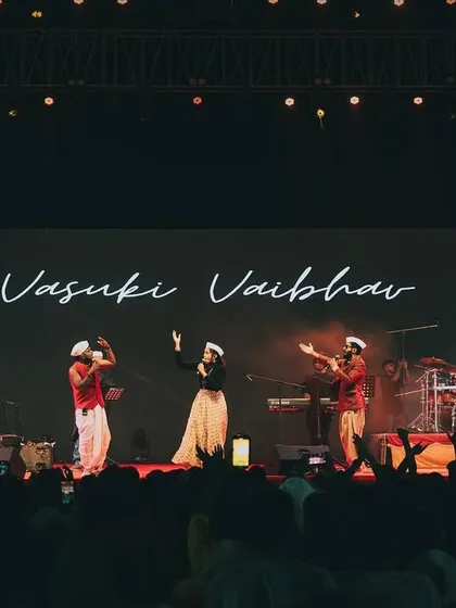 A wide shot of the 'Suggi Huggi' event. We love performing at cultural festivals that celebrate our traditions with a modern musical twist.