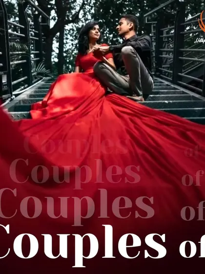 A dramatic pre-wedding photoshoot on the suspension bridge at our Mukta venue. The flowing red gown against the rustic, natural backdrop showcases the venue's potential for creating stunning visual memories.