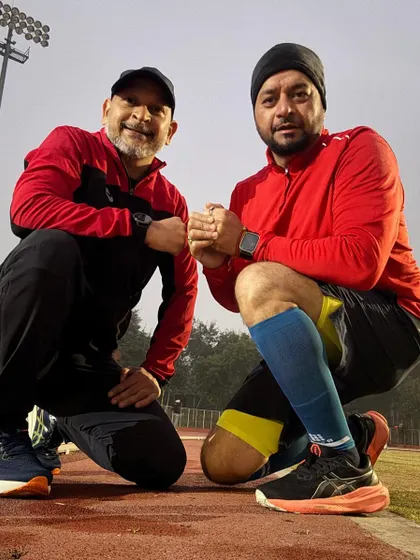 New year, new heights to conquer. Two of our runners on the track, focused on their speed work.