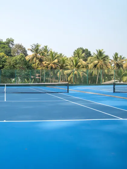 Another perspective of our courts, ready for action. The setting is serene, but the training is anything but. This is a facility built for high-performance athletes.