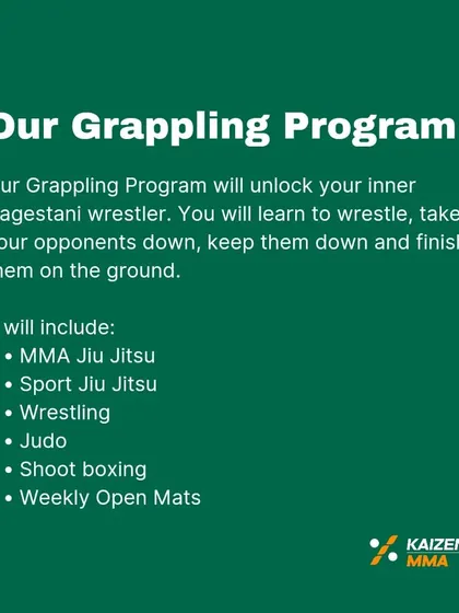 Our grappling program is designed to unlock your inner Dagestani wrestler. It includes MMA Jiu-Jitsu, Sport Jiu-Jitsu, Wrestling, Judo, and more.