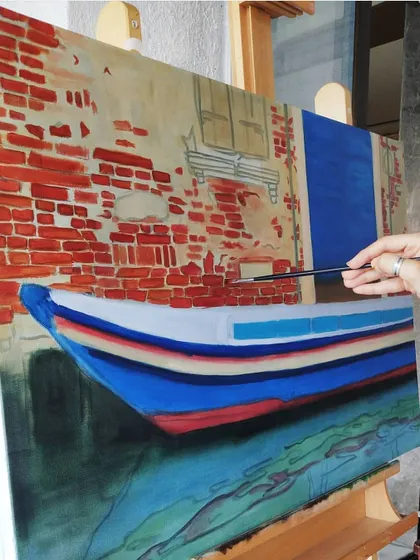 A repost of the Venice painting after applying the first layer of thick paint. I can't wait to show you how this piece transforms with more detail.