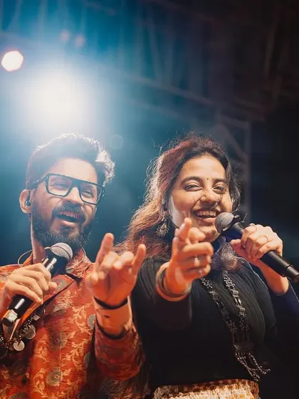 Sharing the stage and a fun moment with the super talented Vasuki Vaibhav. Performing with him is always a blast.