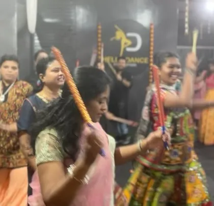 The joy of dancing with dandiya sticks is clear on our students' faces. We focus on the fun and expression of the festival.
