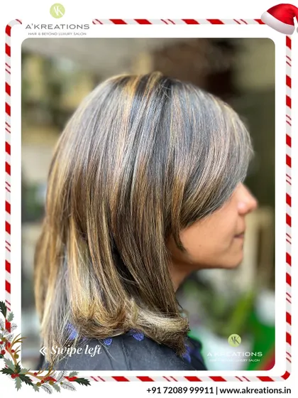We specialize in blending grays with style. These soft brown and ash highlights create a sophisticated look that embraces natural color with a modern twist.