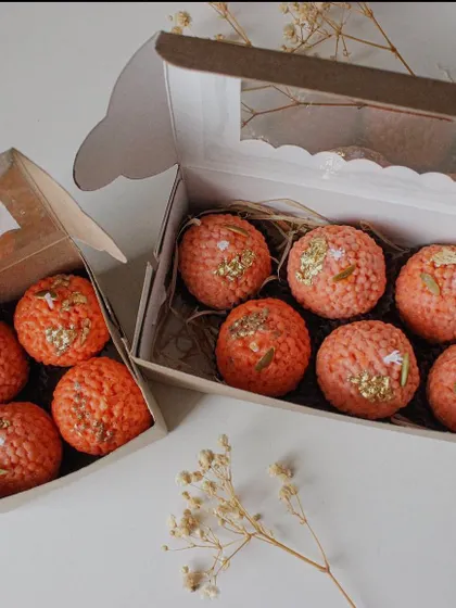 Our famous ladoo candles are available in gift sets of four or six, making them a perfect and unique present for Diwali or other celebrations.