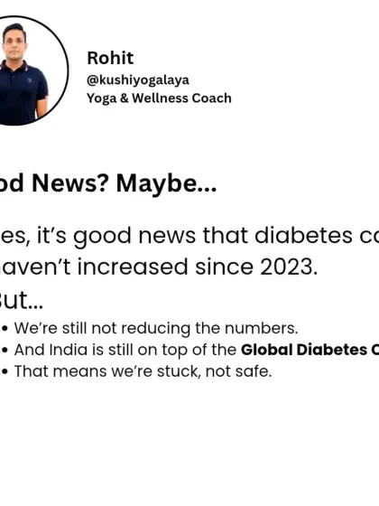 The good news is that diabetes cases haven't increased since 2023. The bad news is we are still at the top of the global chart. We are stuck, not safe.