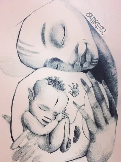 This moving artwork speaks to the healing of generational trauma. Every woman who heals herself helps heal her entire family line. Your journey of self-transformation is a powerful gift to your child.