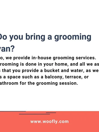 To clarify, my service is performed inside your home for your pet's comfort. I do not use a grooming van.