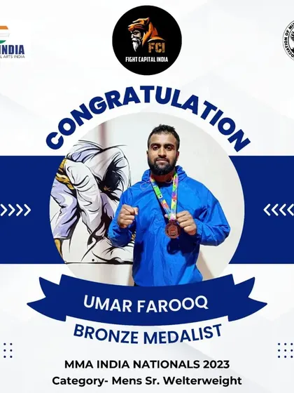 Celebrating Umar Farooq's Bronze Medal win in the Men's Sr. Welterweight division at the MMA INDIA Nationals 2023.