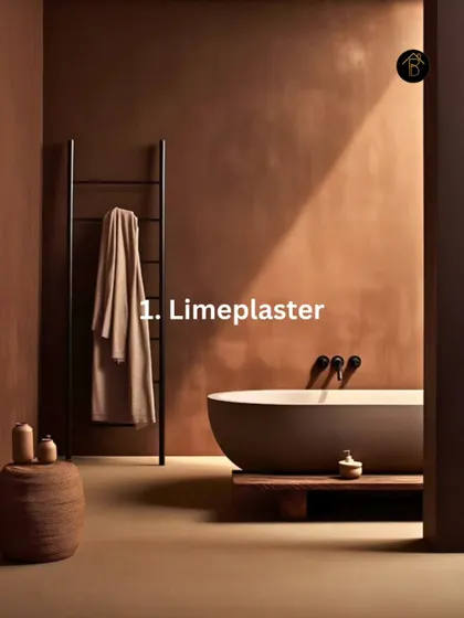 One way to use brown is with textured limeplaster walls. This creates a warm, earthy, and incredibly chic look, especially in a minimalist bathroom.