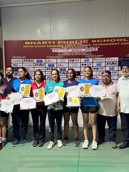 A group of winners and officials at the 1st Delhi State Ranking Tournament. Our players are consistently present on the podiums of major competitions.