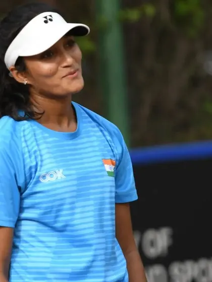 Making my debut for India in the Billie Jean King Cup. Here I am playing doubles, fighting for every point with my partner. The experience of competing alongside the best in the country was unforgettable.