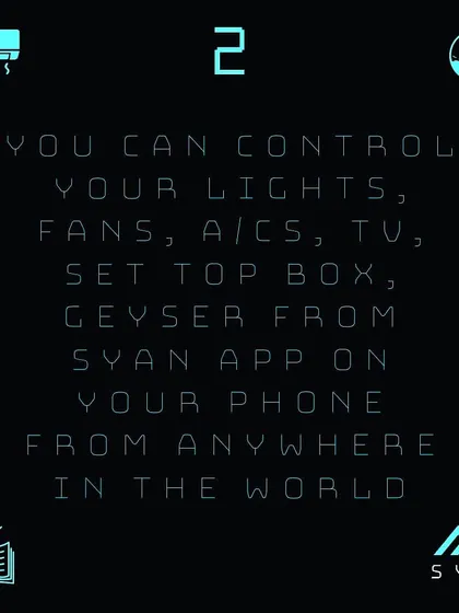 Whether you are across the city or across the globe, the Syan app gives you the power to control lights, fans, ACs, and other appliances in your commercial space.