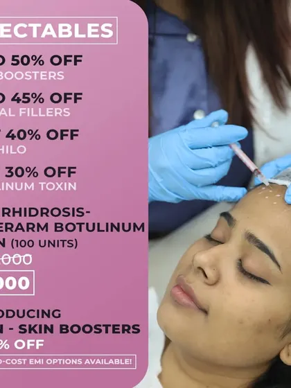 We offer a comprehensive menu of injectable treatments, including skin boosters, dermal fillers, Profhilo, and Botulinum Toxin, all administered by our expert dermatologists for safe and effective results.