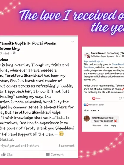 This review from the Powai Women Networking group highlights the blend of cosmic healing and practical knowledge I bring to my sessions, helping clients see things for themselves.