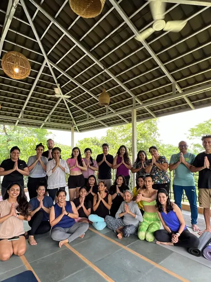 Our wonderful group at the Monsoon Escape retreat. We welcome everyone, with no prior yoga experience needed, to join our community for a day of connection.