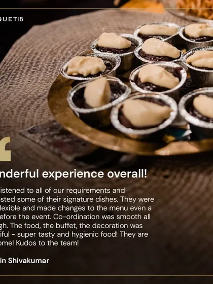 "Wonderful experience overall!" We believe in flexibility and collaboration, even if it means making menu changes the day before an event. Thank you, Ashwin, for trusting our team with your celebration.