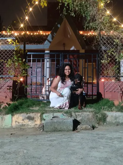 Celebrating Diwali with my new man, Simba. Adopting a dog with a "history" was a big decision, but he has brought so much protection, love, and happiness into my life.