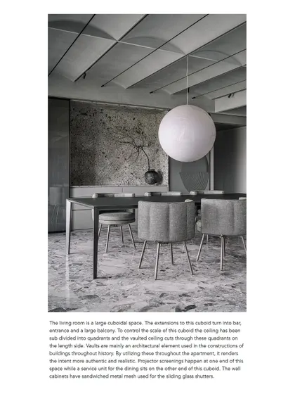 A snippet from the Volume Zero article discussing the dining room's vaulted ceiling.