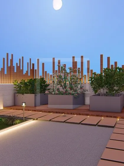 A duplicate of ID 158, this render highlights the planters and deck area of the Gurgaon project.