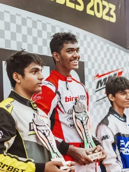 Another podium for Abhay Racing. His consistent top-step finishes in the Rotax Max Classes 2023 demonstrate the effectiveness of our race strategy and kart setup.