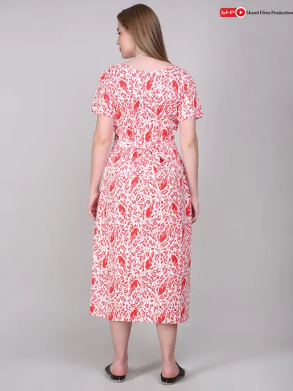 A back view of the dress, showing the pattern continuity and fit from behind. We ensure all critical angles are covered for a complete product showcase.