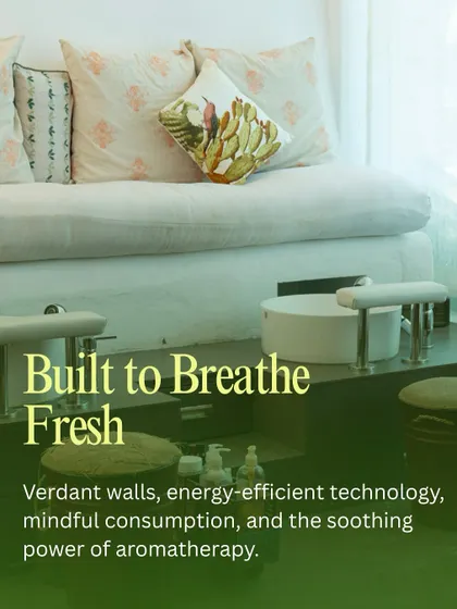 Our space is built to breathe fresh. With verdant walls, energy-efficient technology, and the soothing power of aromatherapy, we've created a truly green salon.